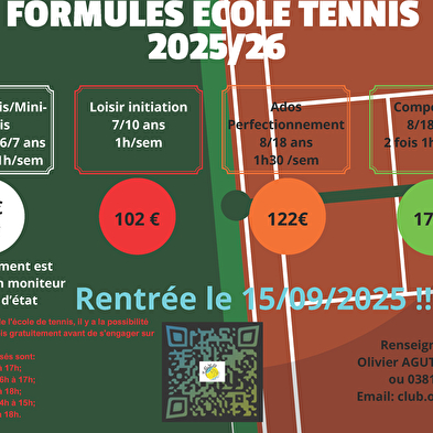 De lessen worden hervat - Tennisclub de la Vallée d'Ornans