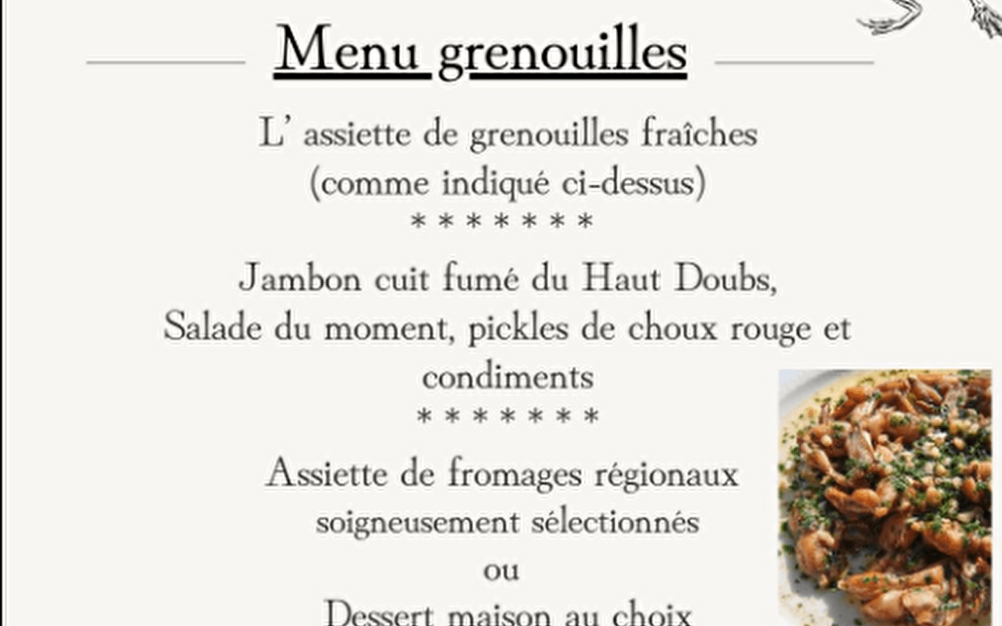 Kikkers in de Auberge de Buffard