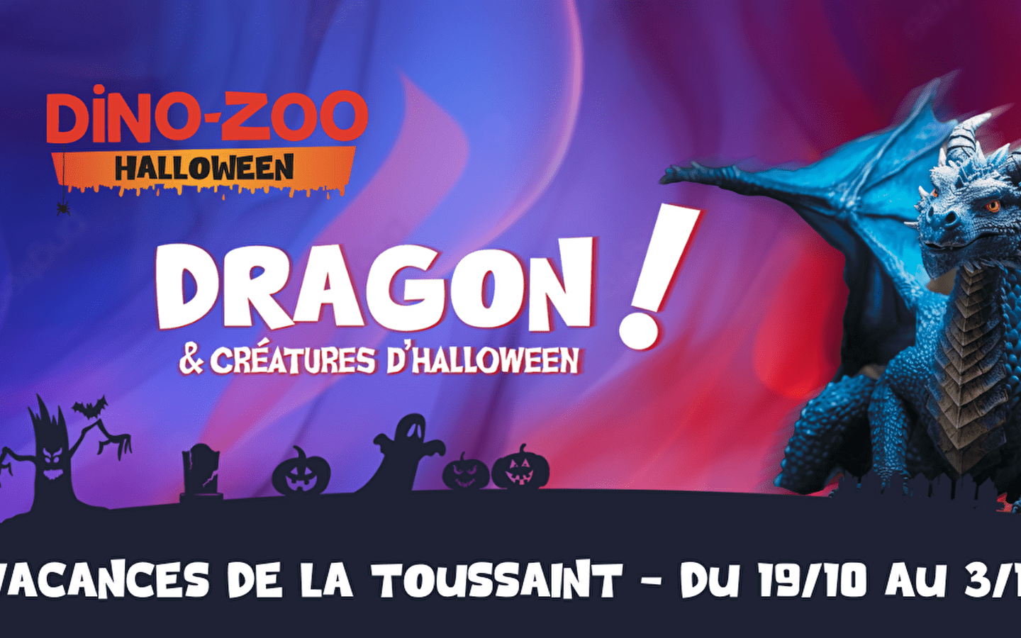 Halloween in Dino-Zoo - Draak en Halloween-schepsel 