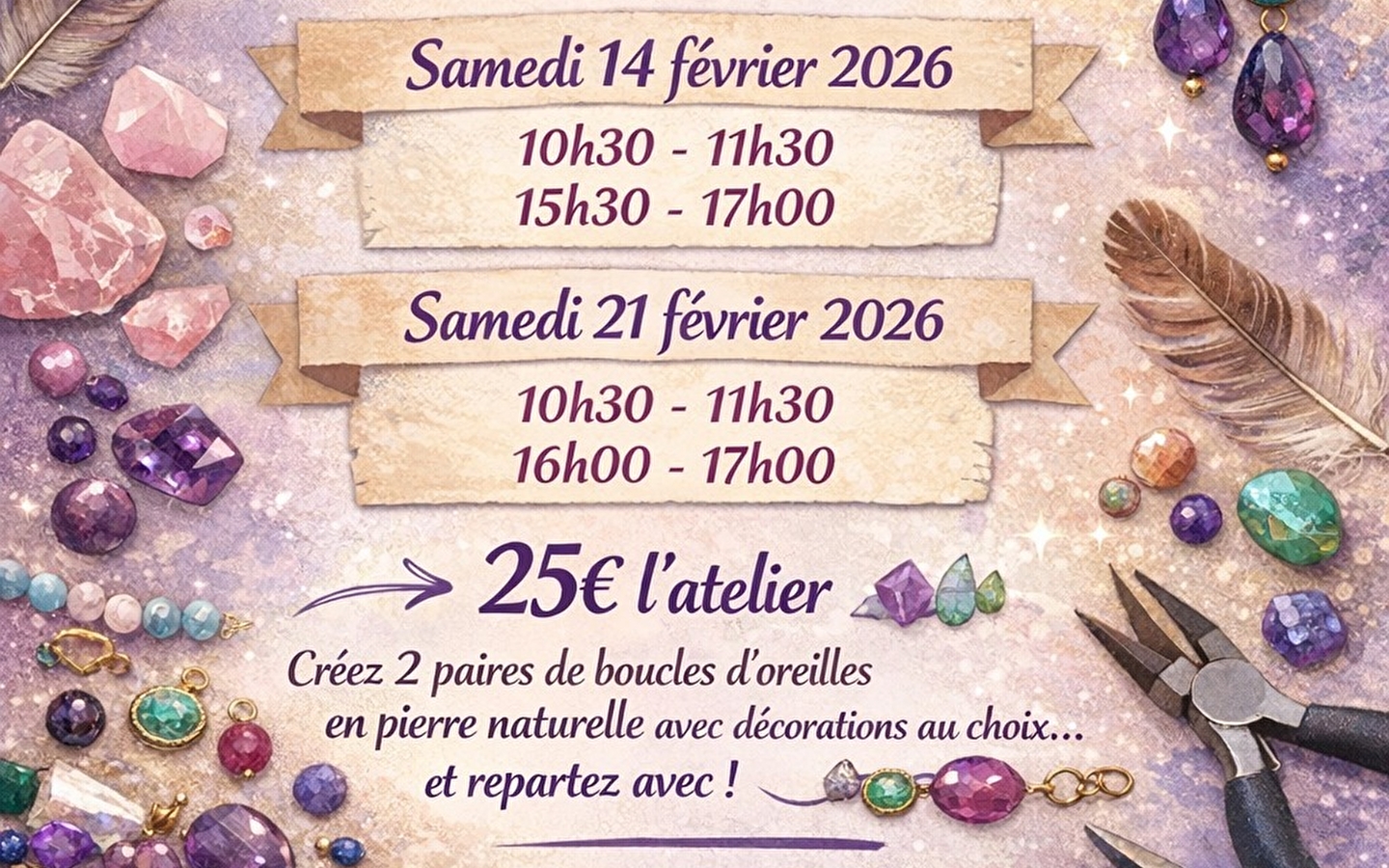 Workshop oorbellen ontwerpen met TERRA NOVA MINÉRAUX 