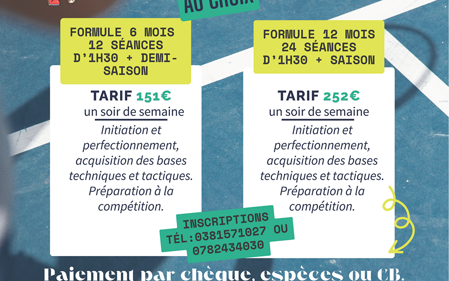 De lessen worden hervat - Tennisclub de la Vallée d'Ornans