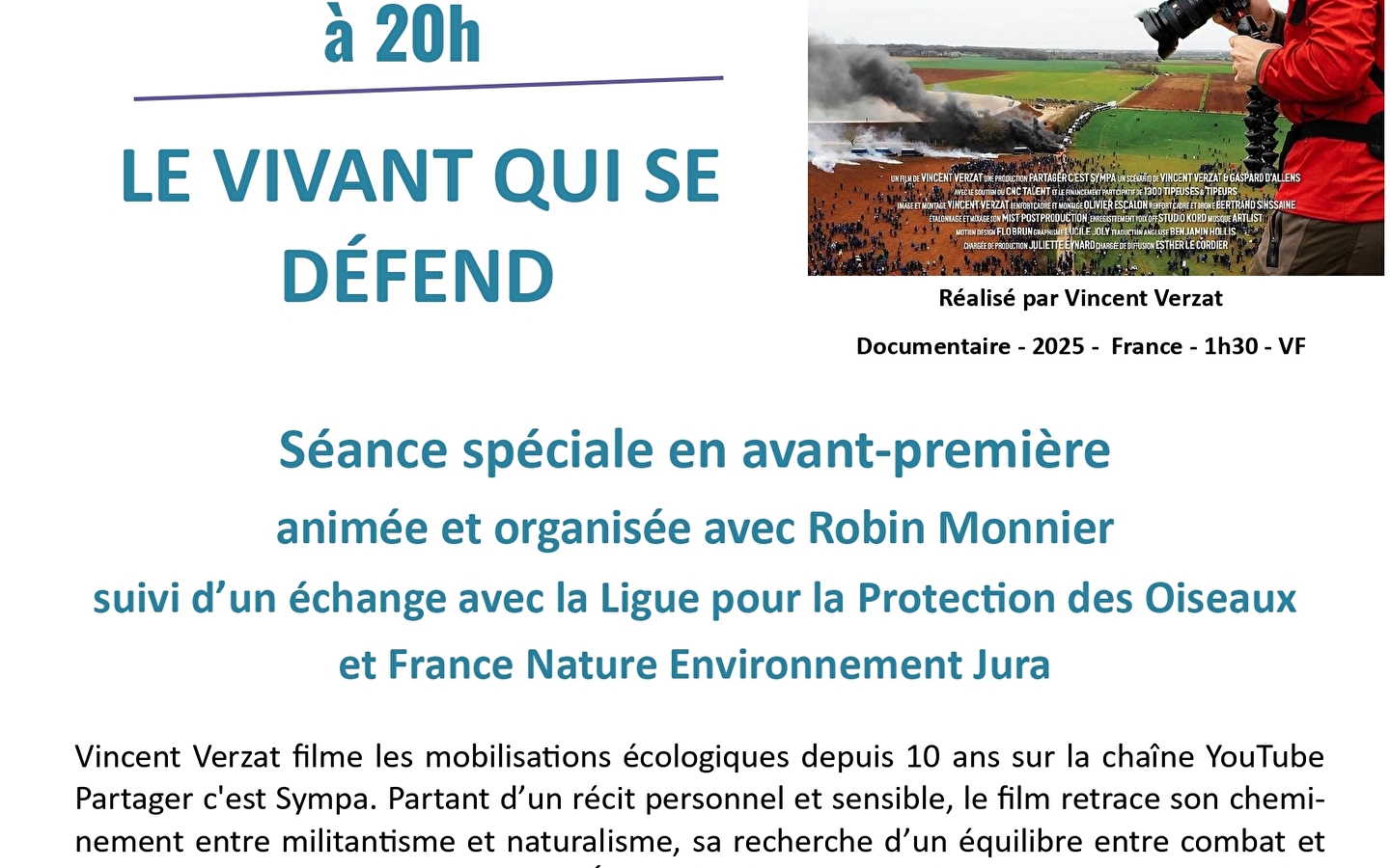 SOIRÉE SPÉCIALE CINÉ MJC - LE VIVANT QUI SE DÉFEND