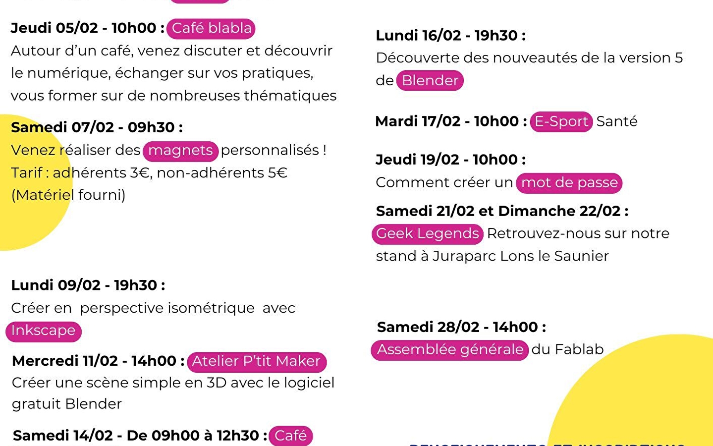 Fablab workshop schema februari 2026